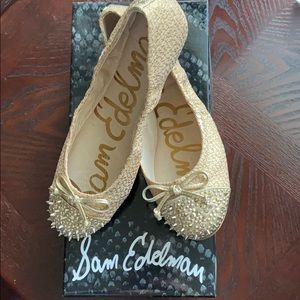 NIB Sam Edelman Beatrix Gold Snakeprint Flats 6
